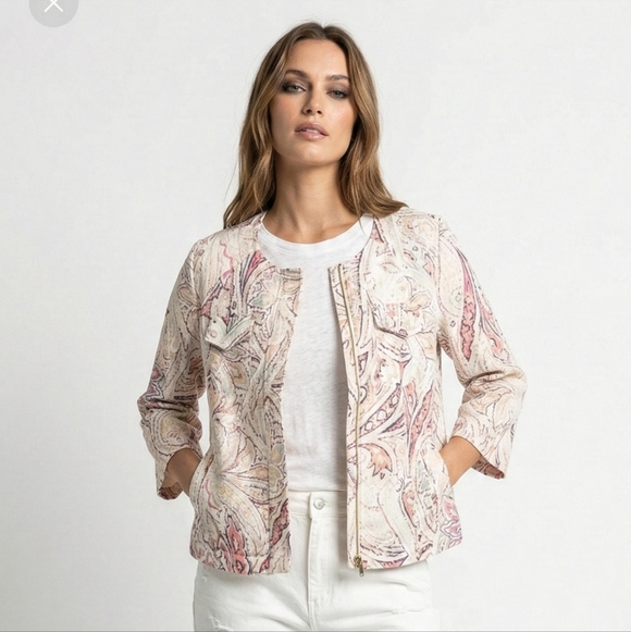 Chico's Jackets & Blazers - Chico's Jacket Shacket Pink Linen Boho Coastal Beach 2 (L)
